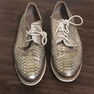 Cole Haan Gold Crocodile Wingtip Oxford Sneakers